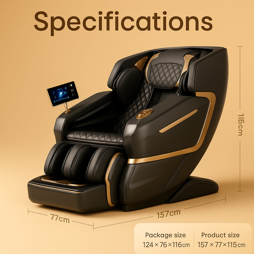 Massagestol 4D Lyx Pro+ med SL-teknologi, Värmeterapi, Röststyrning & Pekskärm – Modell M5 grå