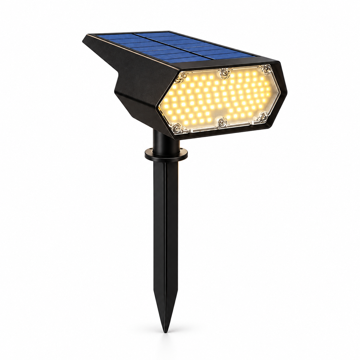 Solcellslampa med 92 LED och valbart varmt eller vitt ljus