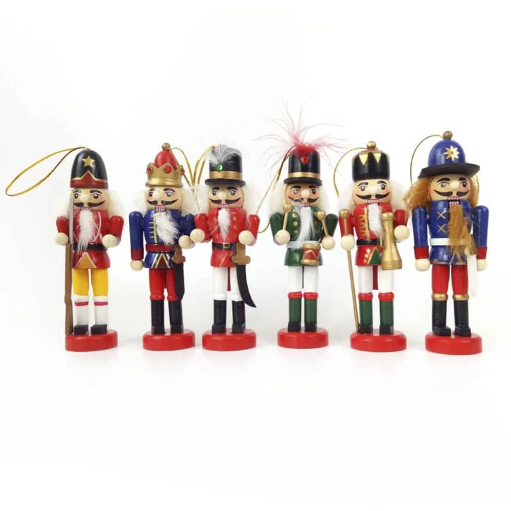 Nötknäpparfigurer i Trä - 12,5 cm, set med 6 figurer -