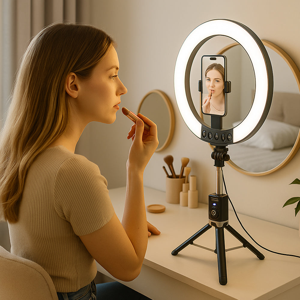 Ring Light med fjärrkontroll & stativ – 3 färgtemperaturer – P220-Q