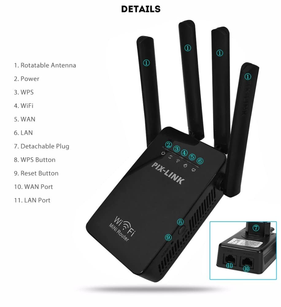 Wi-Fi Range Extender (Repeater / Extender) 300 Mbps - 2.4 GHz