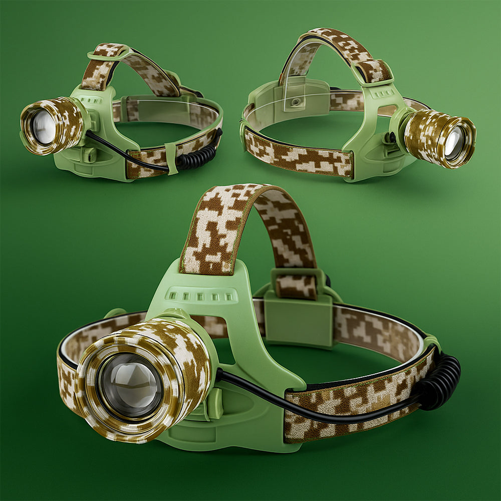 LED Pannlampa med camouflage – kraftig med 3 lägen