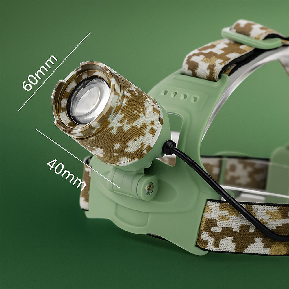 LED Pannlampa med camouflage – kraftig med 3 lägen