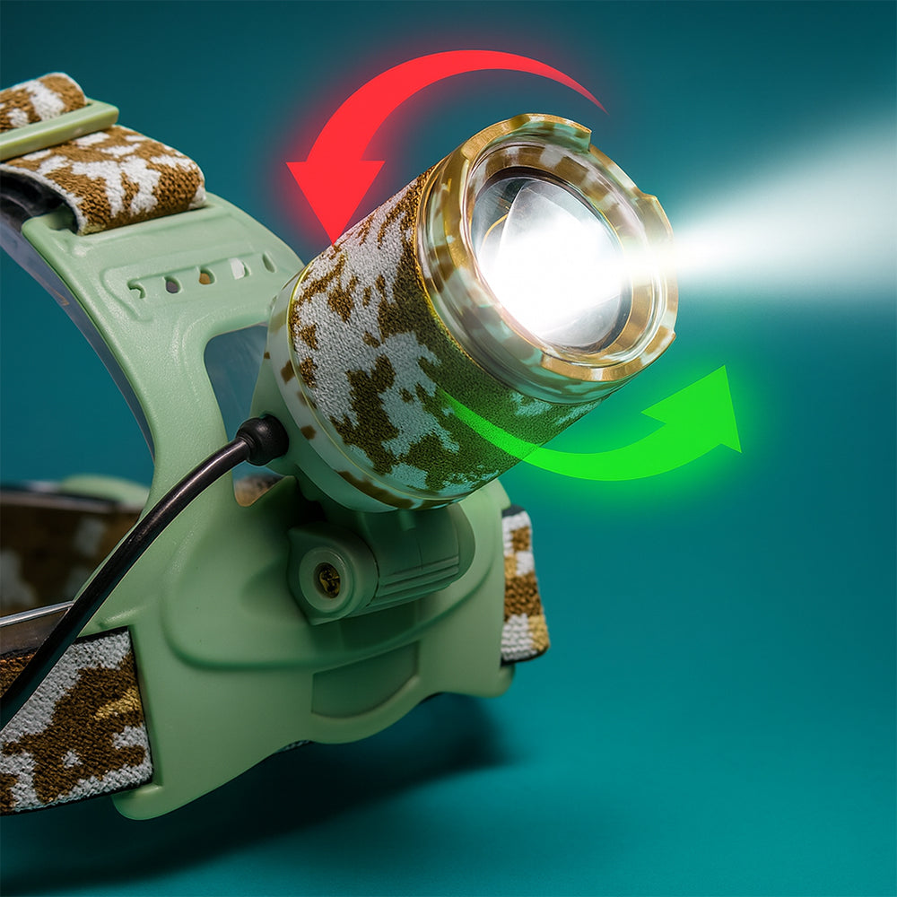 LED Pannlampa med camouflage – kraftig med 3 lägen