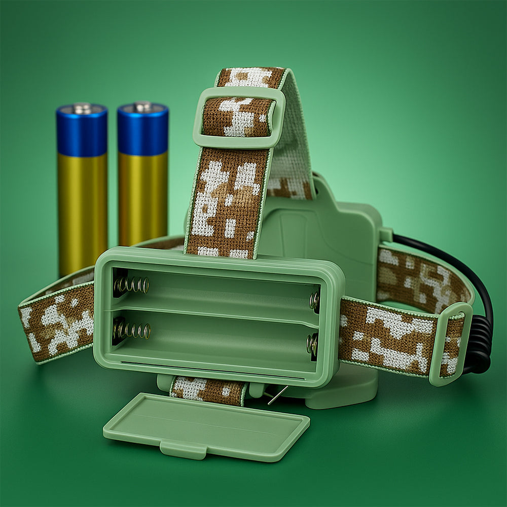 LED Pannlampa med camouflage – kraftig med 3 lägen