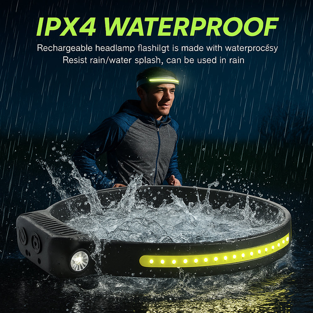 Pannlampa med COB-ljus – 330 lumen, vattenavvisande – 5 ljuslägen