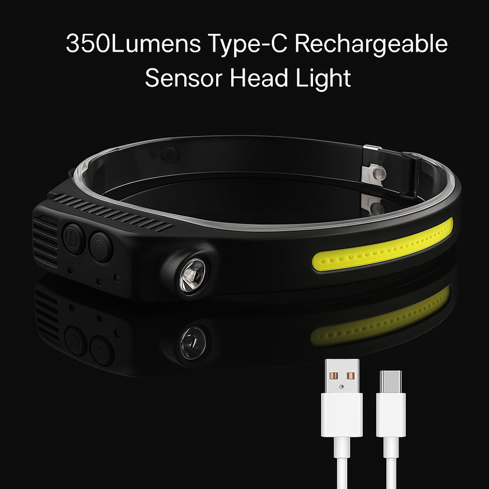 Pannlampa med COB-ljus – 330 lumen, vattenavvisande – 5 ljuslägen