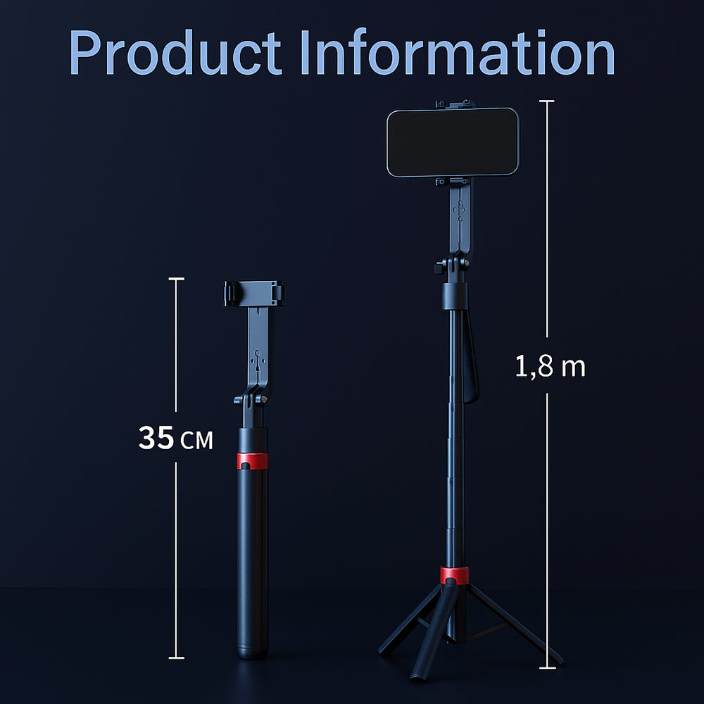Selfiestick med intelligent ansiktsspårning inkl. ljus - Q185