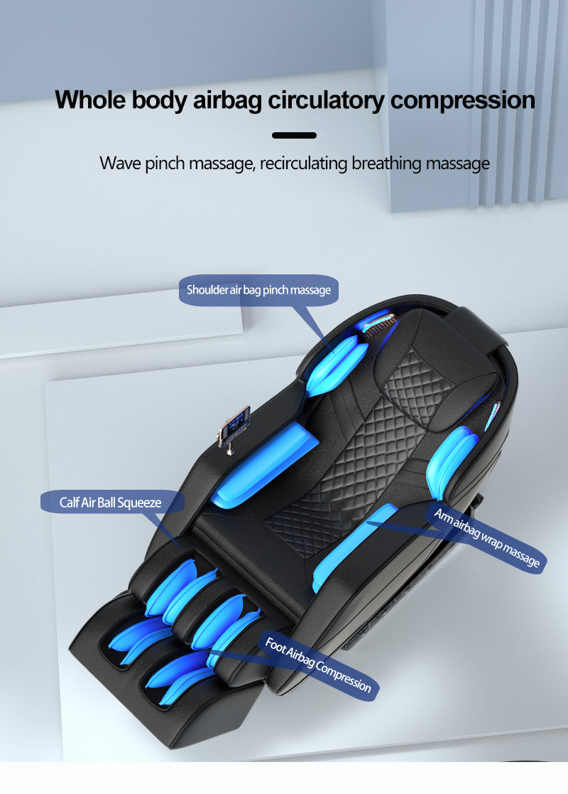 Massagestol 8D - S-teknologi, Zero Gravity och Värmebehandling - Model S9C