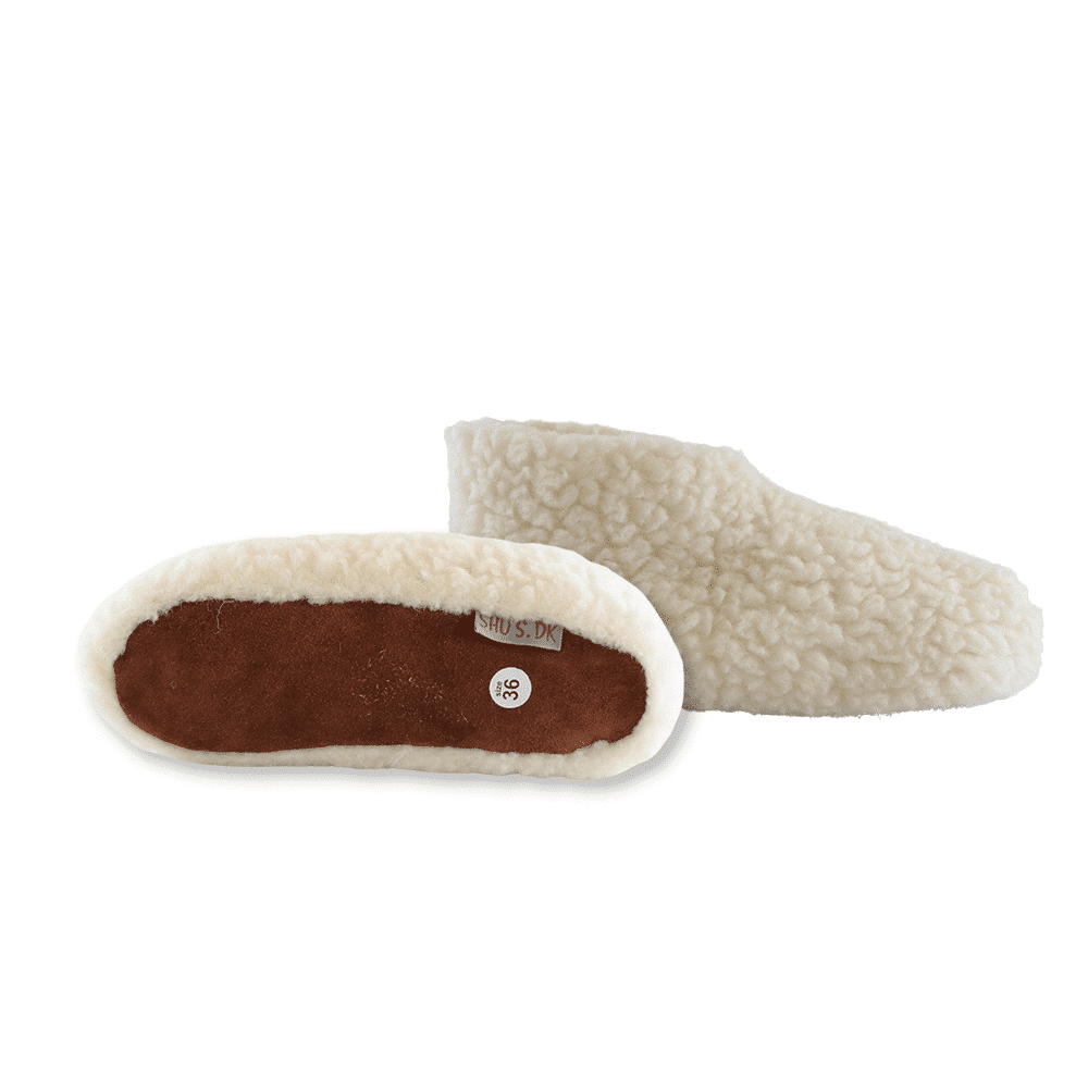 Fluffiga ulltofflor (100% ren ull) – Modell Vit