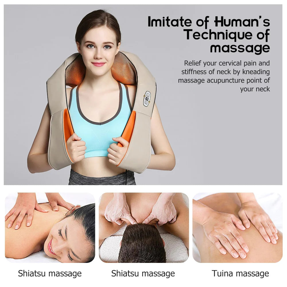Massage- &amp; värmekudde för nacke/axel &amp; rygg (Shiatsu V2)