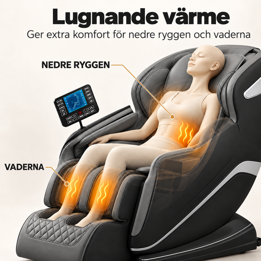 Massagestol 8D – Zero Gravity, lufttrycksmassage, värme för ländrygg och vader – Modell LEK-988Q3