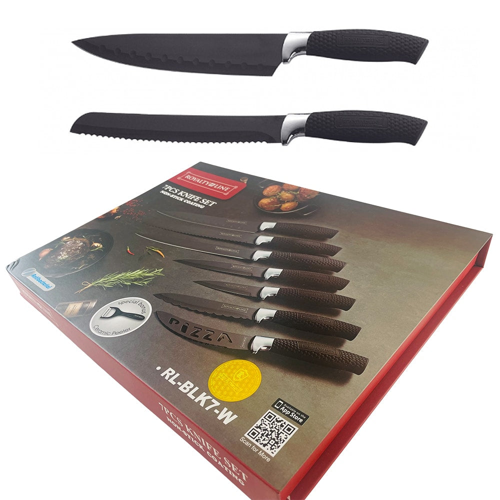 Knivset (7 delar + skalare) Royalty Line med marmorbeläggning