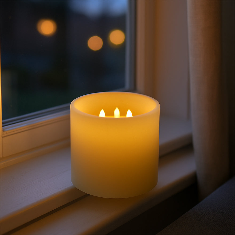 LED-blockljus med 3D-lågorsken – Ø15 cm