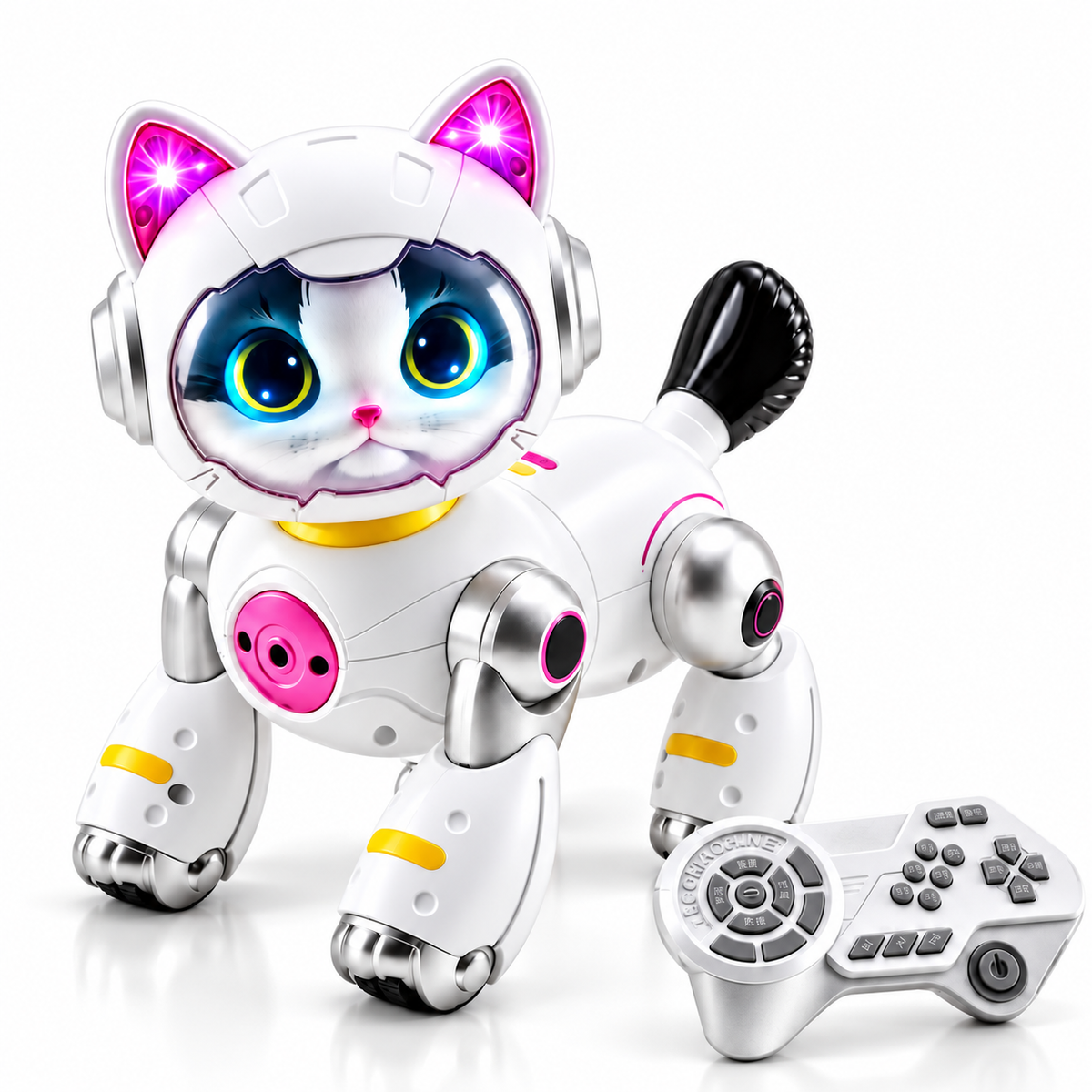 Fjärrstyrd robotkatt med ljus, musik och roliga trick