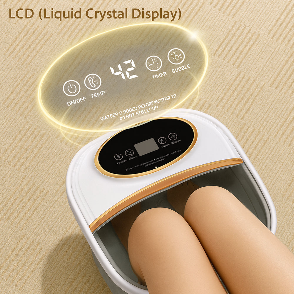 Fällbart fotbad – med värme och 6 massagehuvuden för djupmassage
