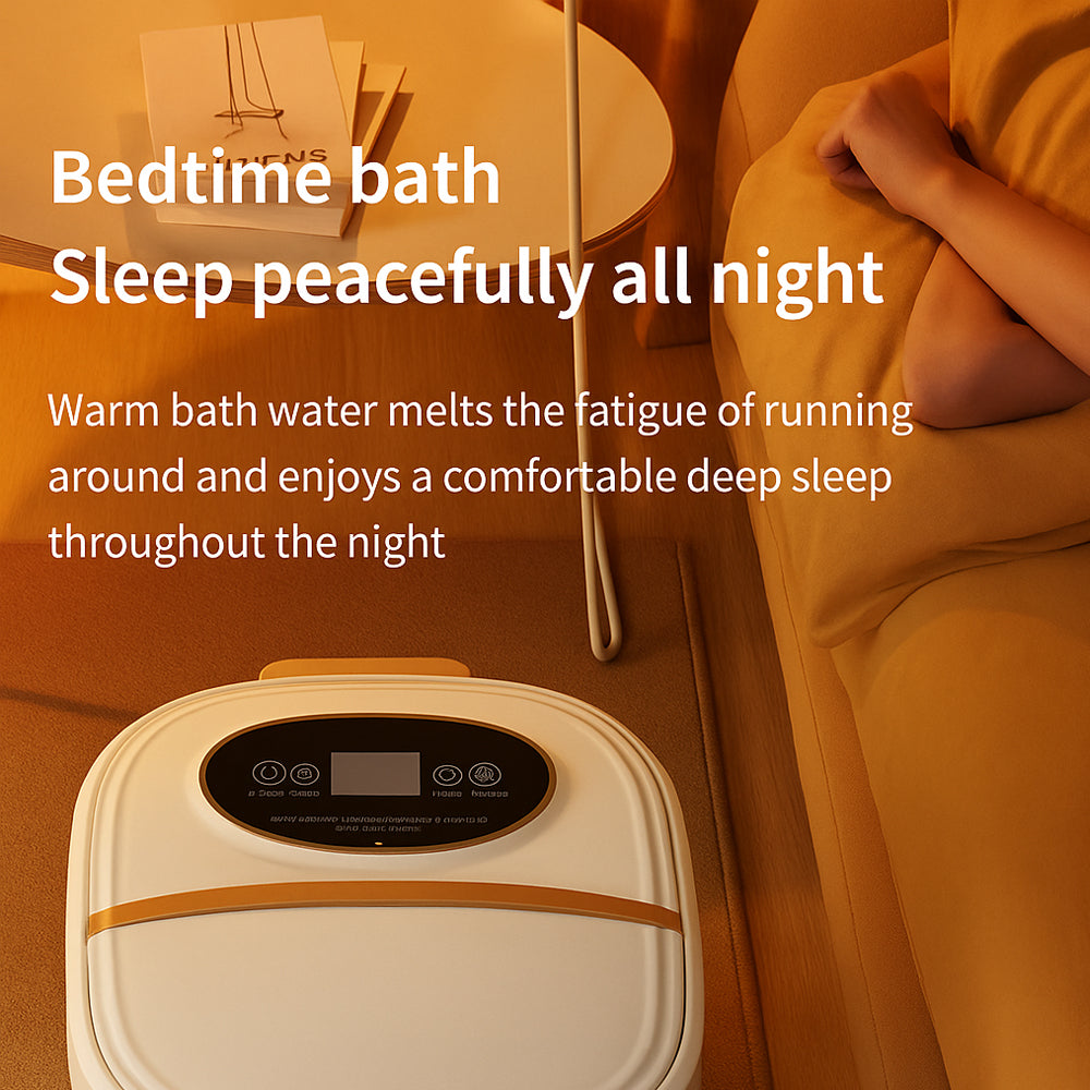 Fällbart fotbad – med värme och 6 massagehuvuden för djupmassage