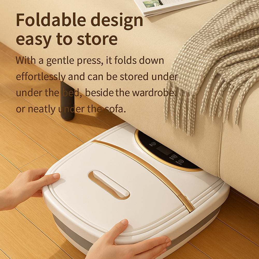 Fällbart fotbad – med värme och 6 massagehuvuden för djupmassage