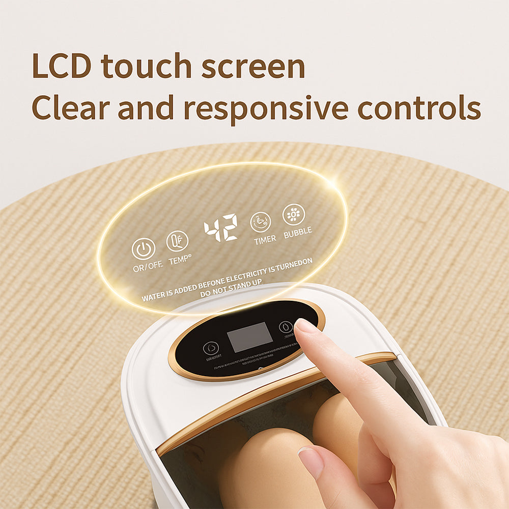 Fällbart fotbad – med värme och 6 massagehuvuden för djupmassage