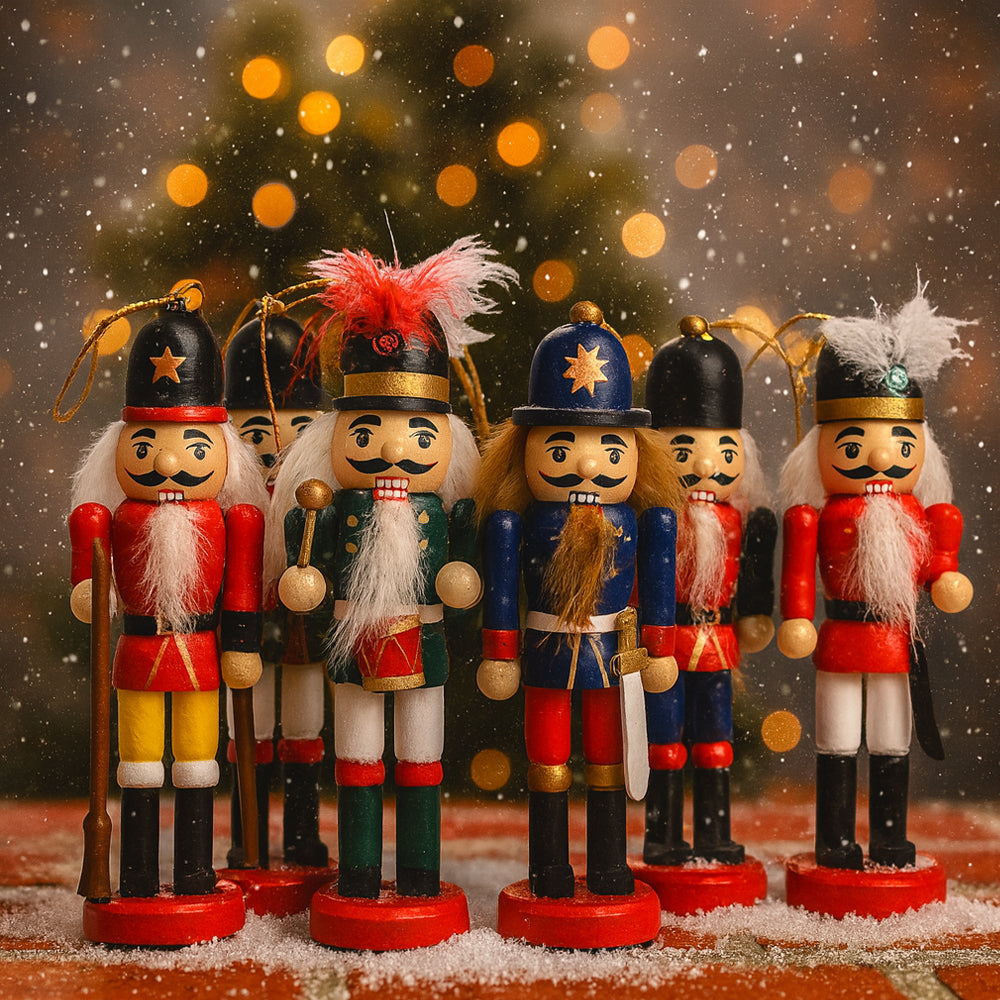 Nötknäpparfigurer i trä – 12,5 cm, set med 6 figurer –