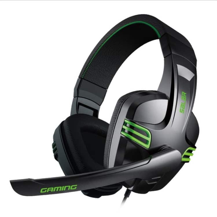 Gamer PC-headset med mikrofon och stereoljud - svart/grönt -