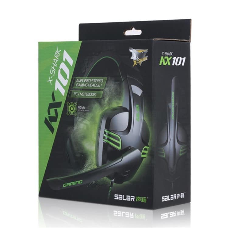 Gamer PC-headset med mikrofon och stereoljud - svart/grönt -