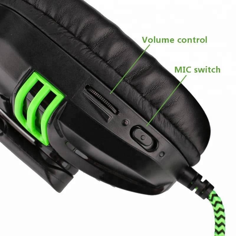 Gamer PC-headset med mikrofon och stereoljud - svart/grönt -