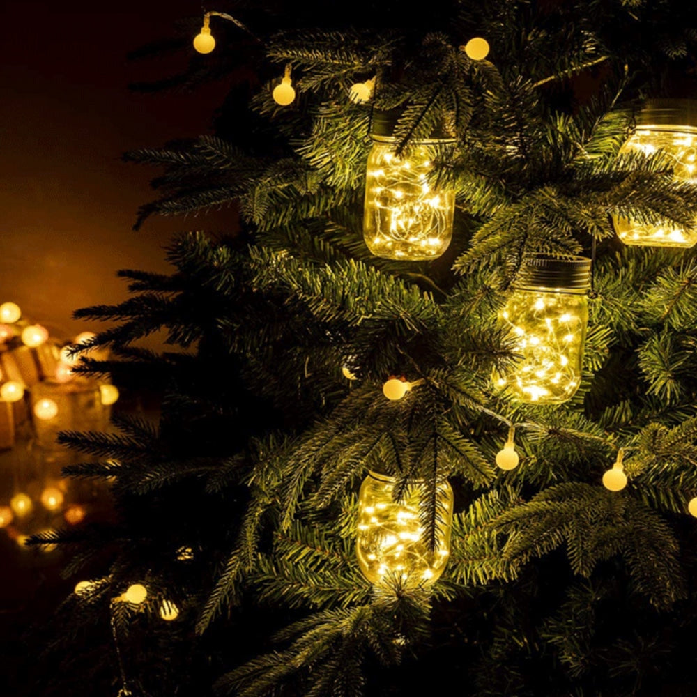 Lykta Solcell med dekorativ LED-list och handtag - 2 st. -