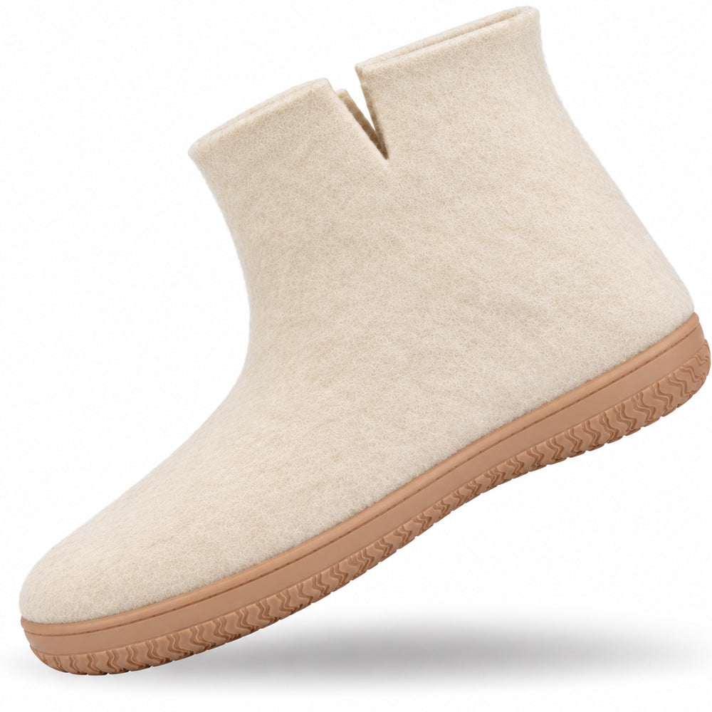 Ullstövlar (100% ren ull) Modell Beige med gummisula