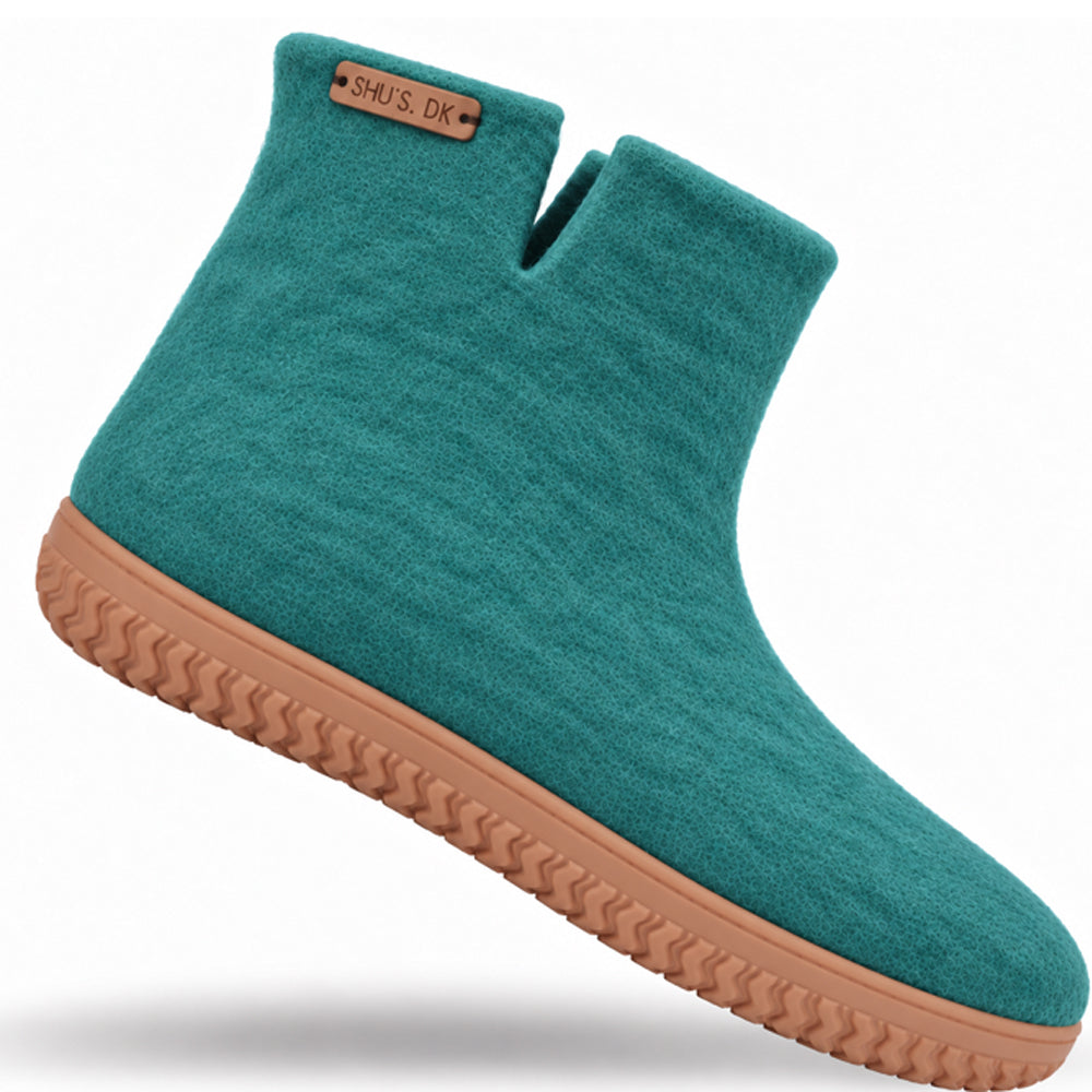 Ullstövlar (100% ren ull) Modell Ocean Mist med gummisula