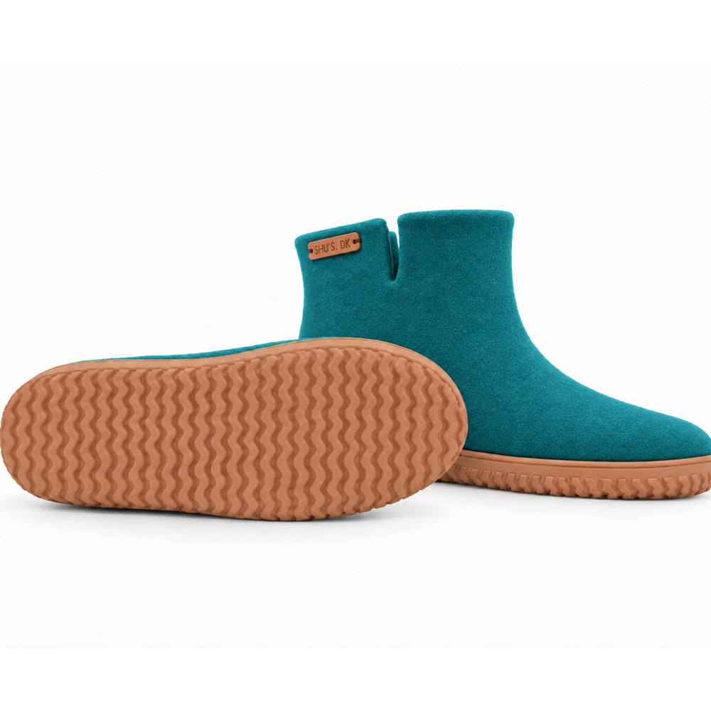 Ullstövlar (100% ren ull) Modell Ocean Mist med gummisula