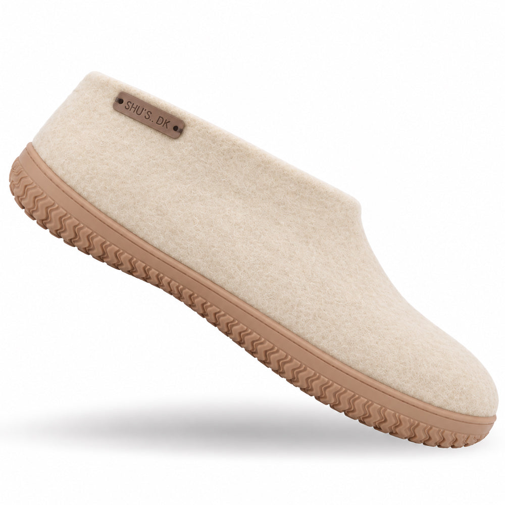 Ullskor (100% ren ull) - Modell Beige med gummisula