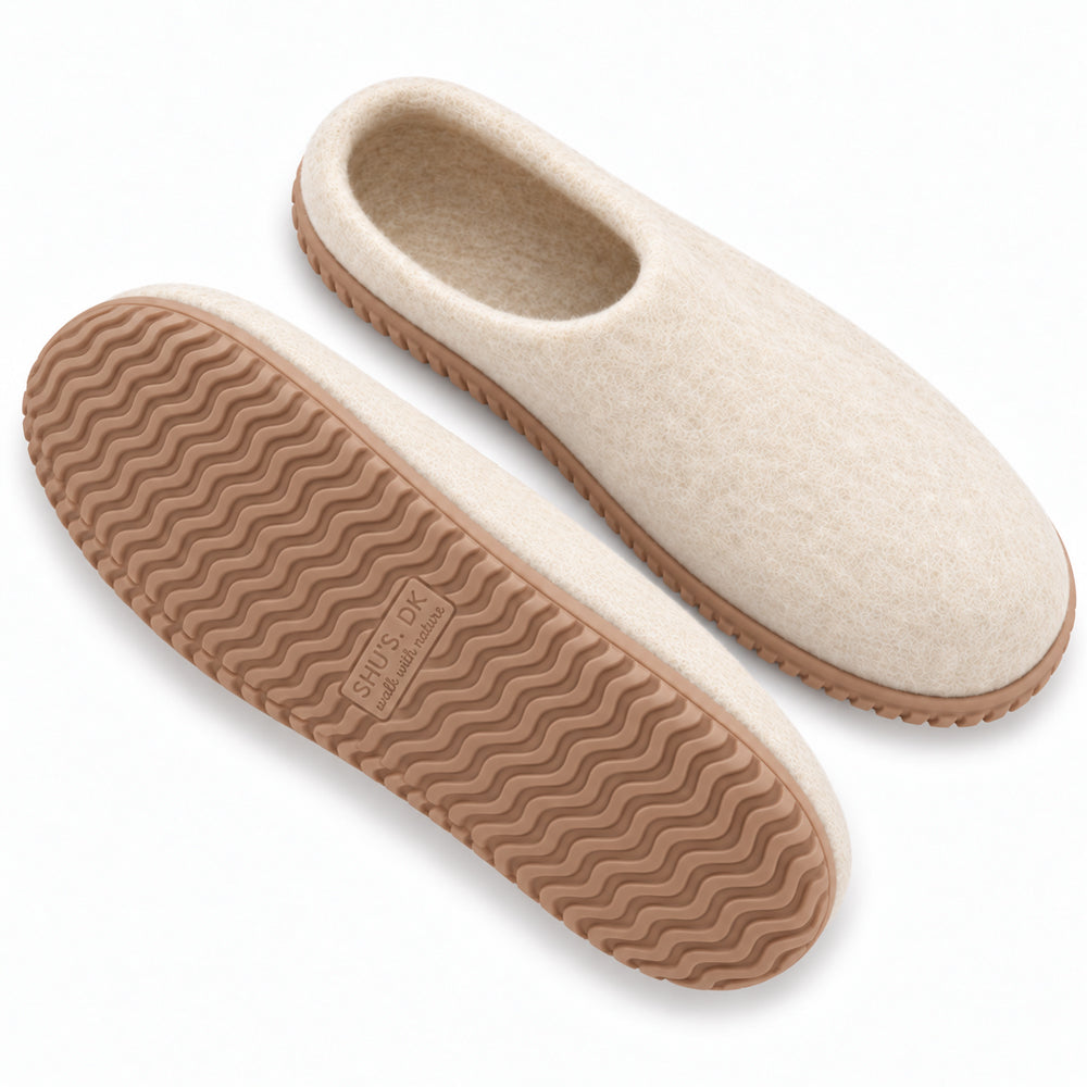 Ullskor (100% ren ull) - Modell Beige med gummisula