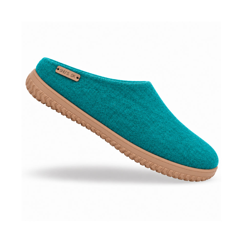 Ulltofflor (100% ren ull) - Modell Ocean Mist med gummisula