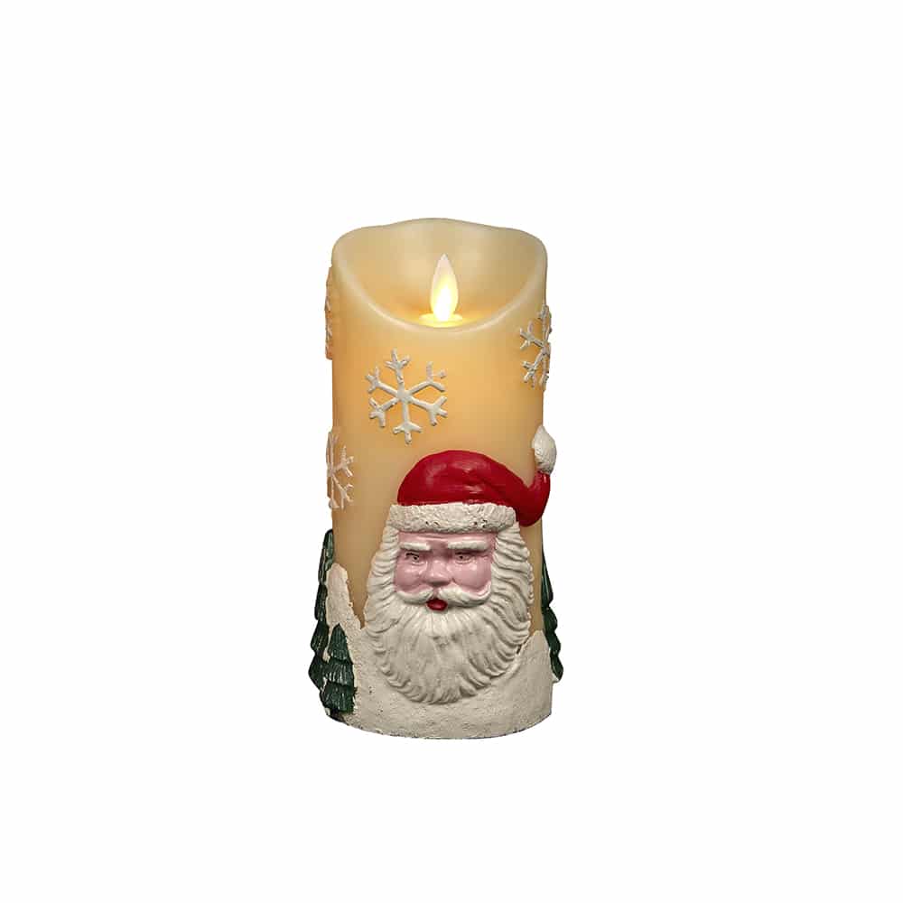 LED-ljusstake med julmotiv - Ø9 x 18 cm - (Röd eller Vit)