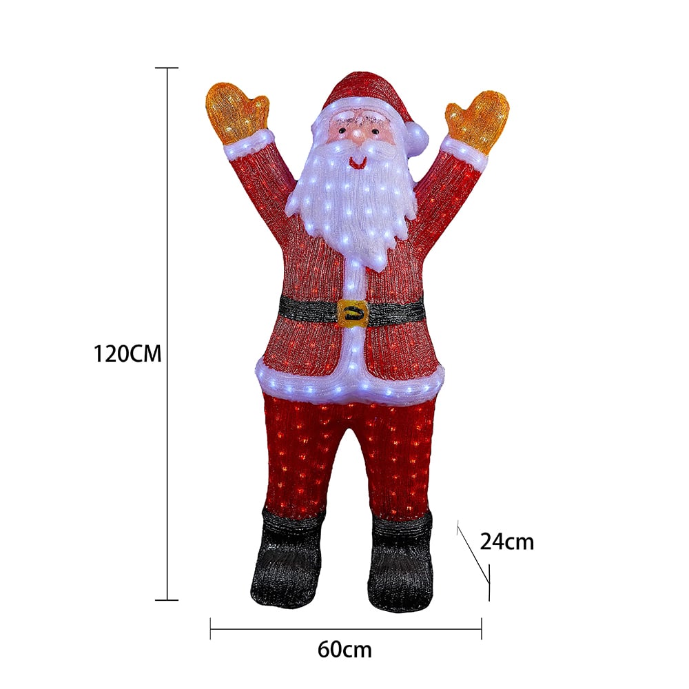 Jultomte i akryl – 120 cm hög med LED-belysning