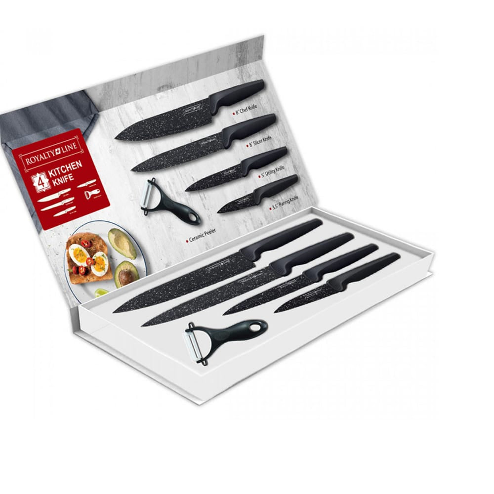 Knivset (4 delar + skalare) Royalty Line med marmorbeläggning