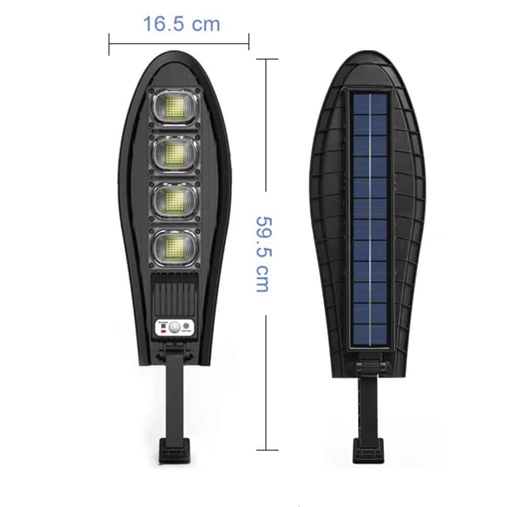 LED Gatubelysning 60W - 168LED med PIR (infraröd rörelsesensor) inkl. fjärrkontroll - solcellsdrivet ljus -