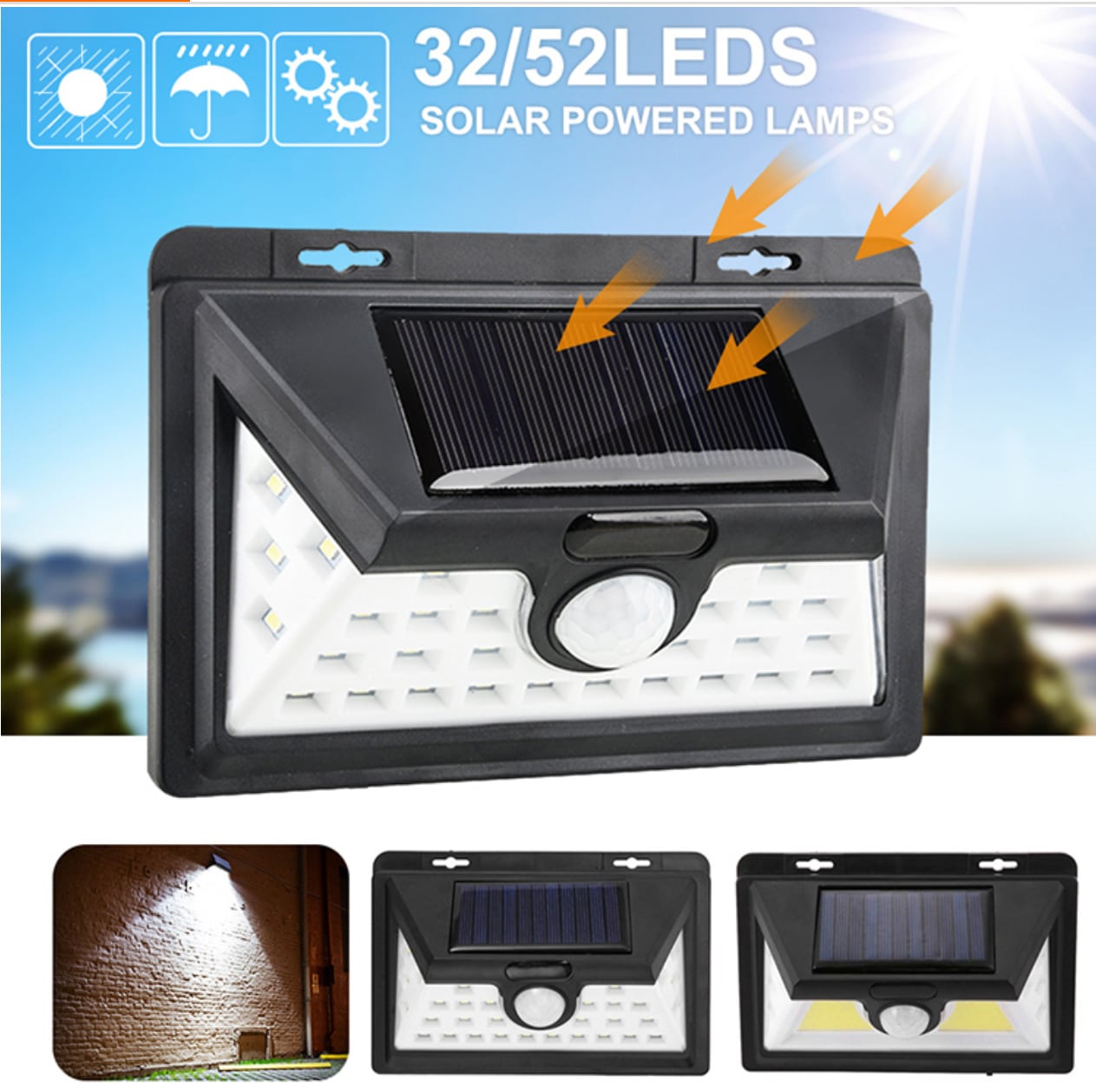 LED Solcellsvägglampa med sensor