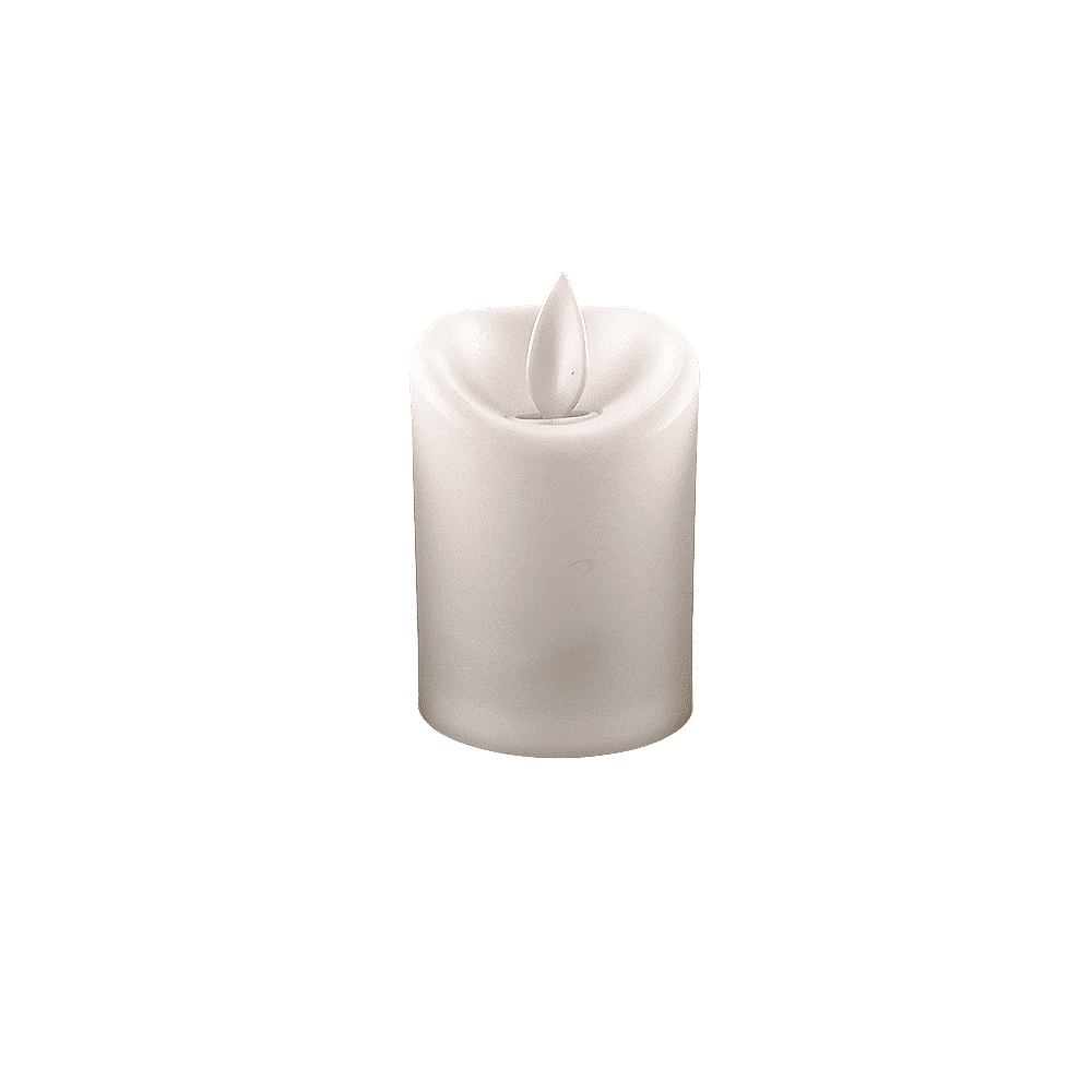 LED-ljus i plast - 3 st. - 7 cm - m/ 3D-låga och fjärrkontroll - vit