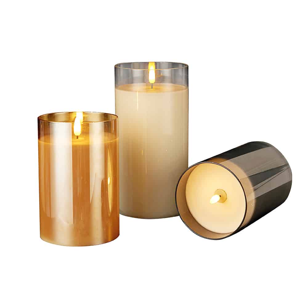 LED-ljus i glas Ø10 x 15 cm - Guld, Grå eller Vit