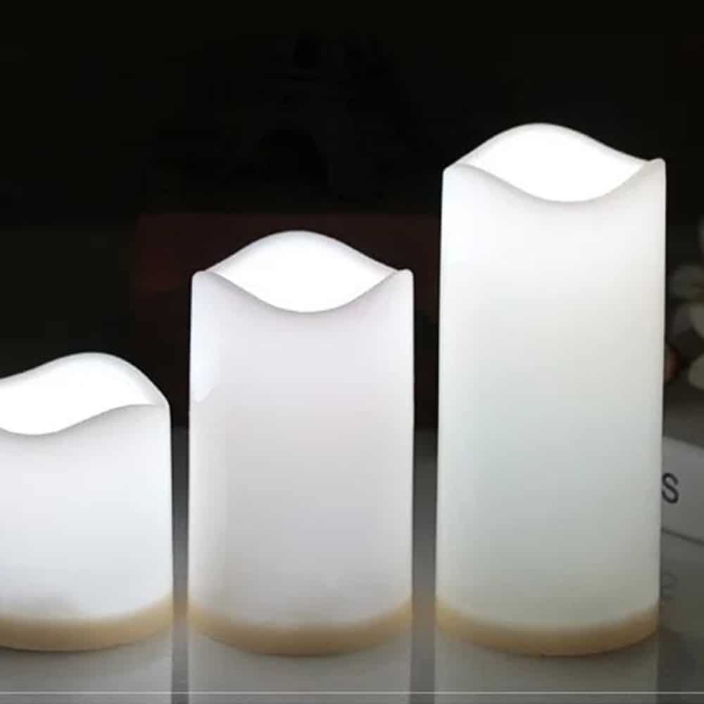 LED-värmeljus - 3 st. - 7,5/11,5/15 cm - m/fjärrkontroll - m/färgbyte