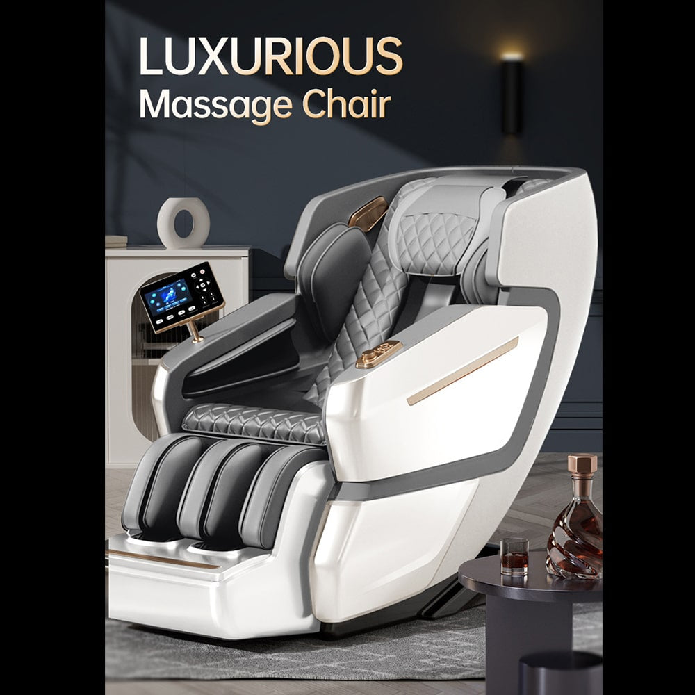 Massagestol 4D Lyx Pro+ med SL-teknik, Jon-generator, Värmeterapi, Hjärtfrekvensskanner, Röstkontroll & Touchskärm