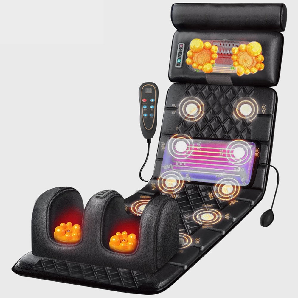 Elektrisk Massagematta (svart) med 10 Zoner - Total avslappning från nacke till fötter