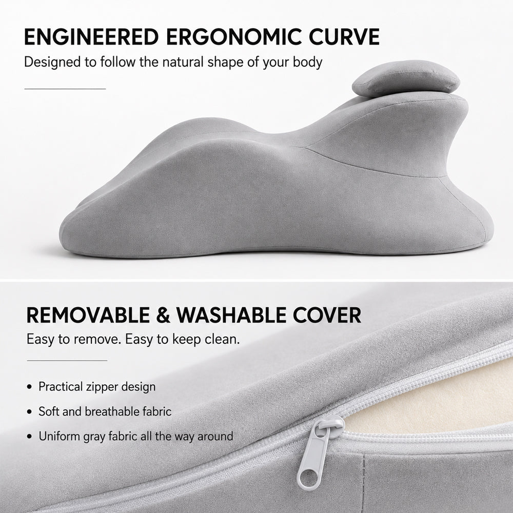 Ergonomisk kilkudde i memory foam med avtagbar nackkudde