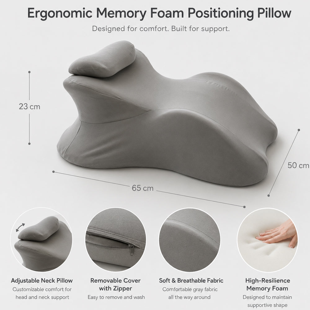 Ergonomisk kilkudde i memory foam med avtagbar nackkudde