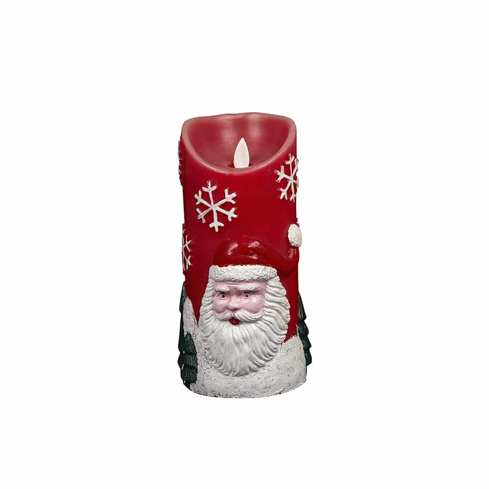 LED-ljusstake med julmotiv - Ø9 x 18 cm - (Röd eller Vit)