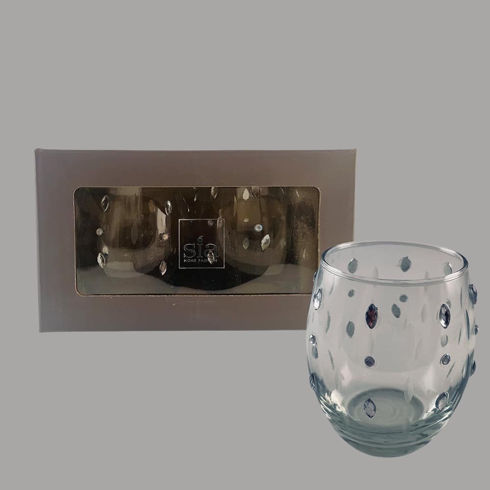 Värmeljus - glas med små diamanter (2 st.) från SIA Home Fashion