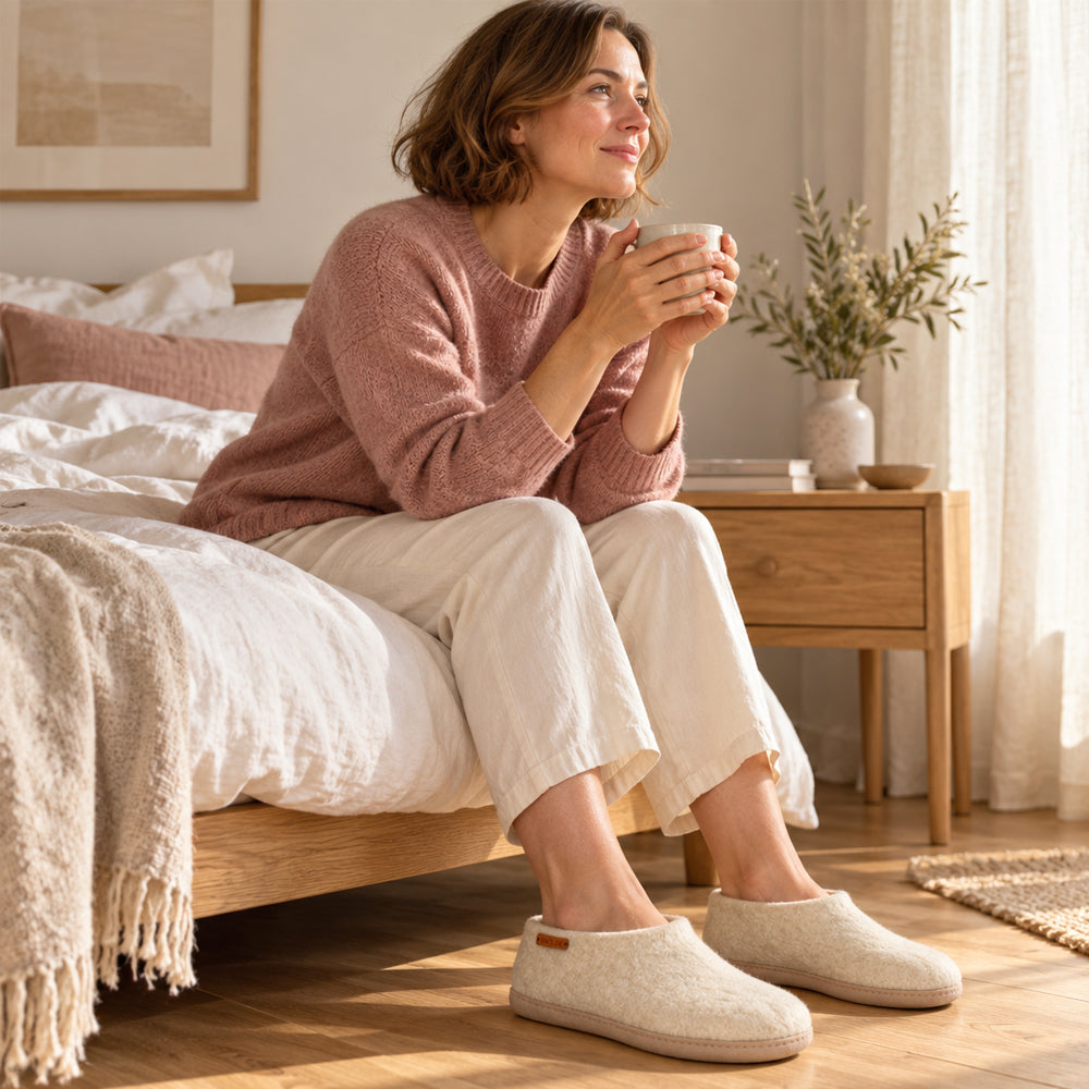 Ullskor (100% ren ull) - Modell Beige med mockasula