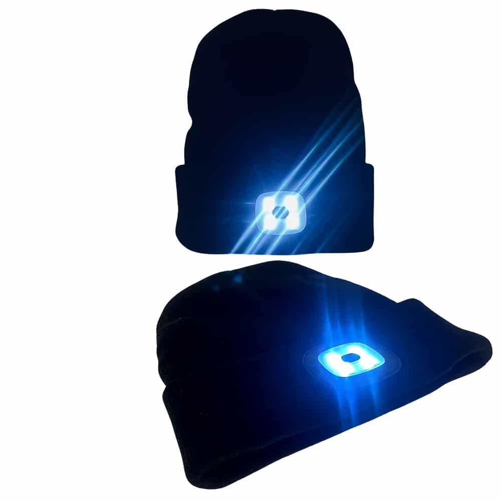 Stickad Mössa med LED-ljus - Uppladdningsbar - one-size -